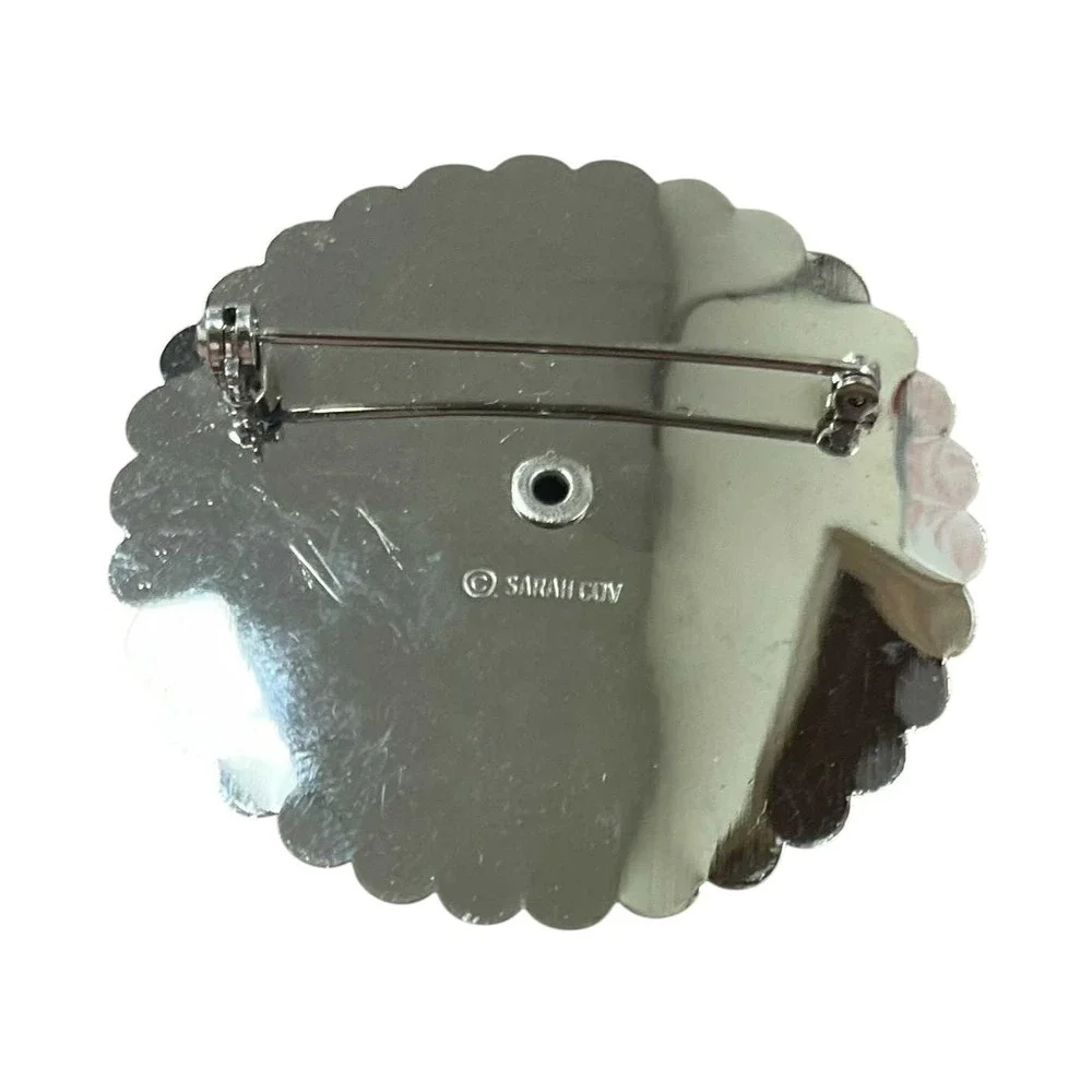 1962 Sarah Coventry MCM Sunburst Silver Black Brooch Jewelry Pin